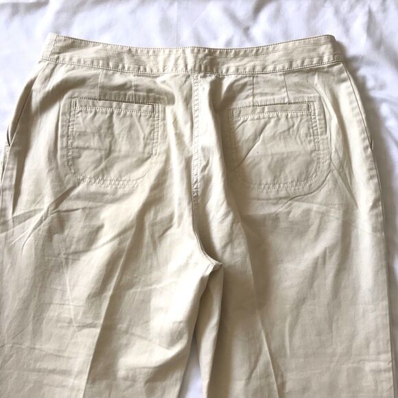 J Jill Capri Crop Pants Womens SZ 12 Genuine Fit Below Waist Beige Cuffed Cotton - Picture 10 of 12